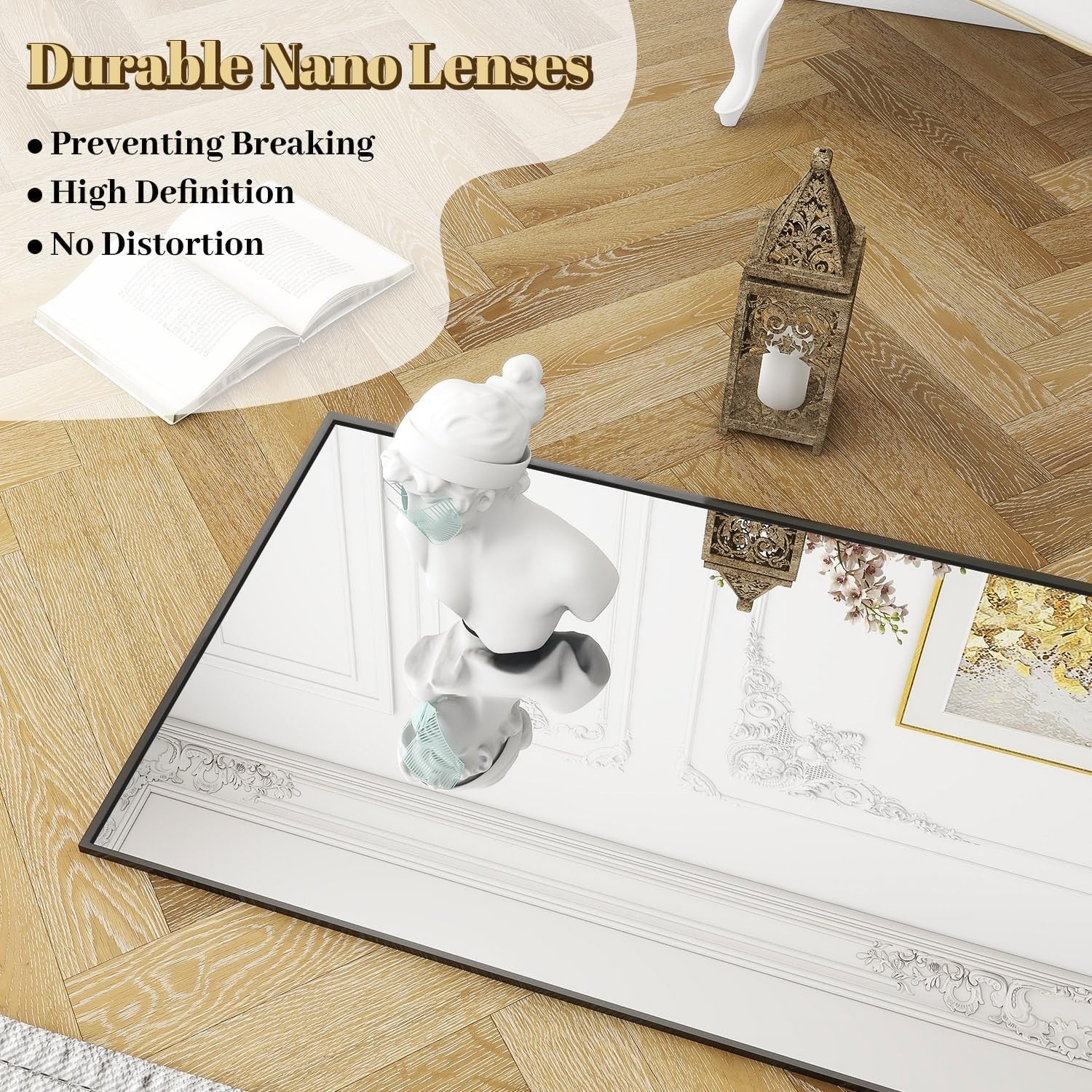 Full-Length Arch Mirror 163×53 cm Lean or Hang Black Slim Frame