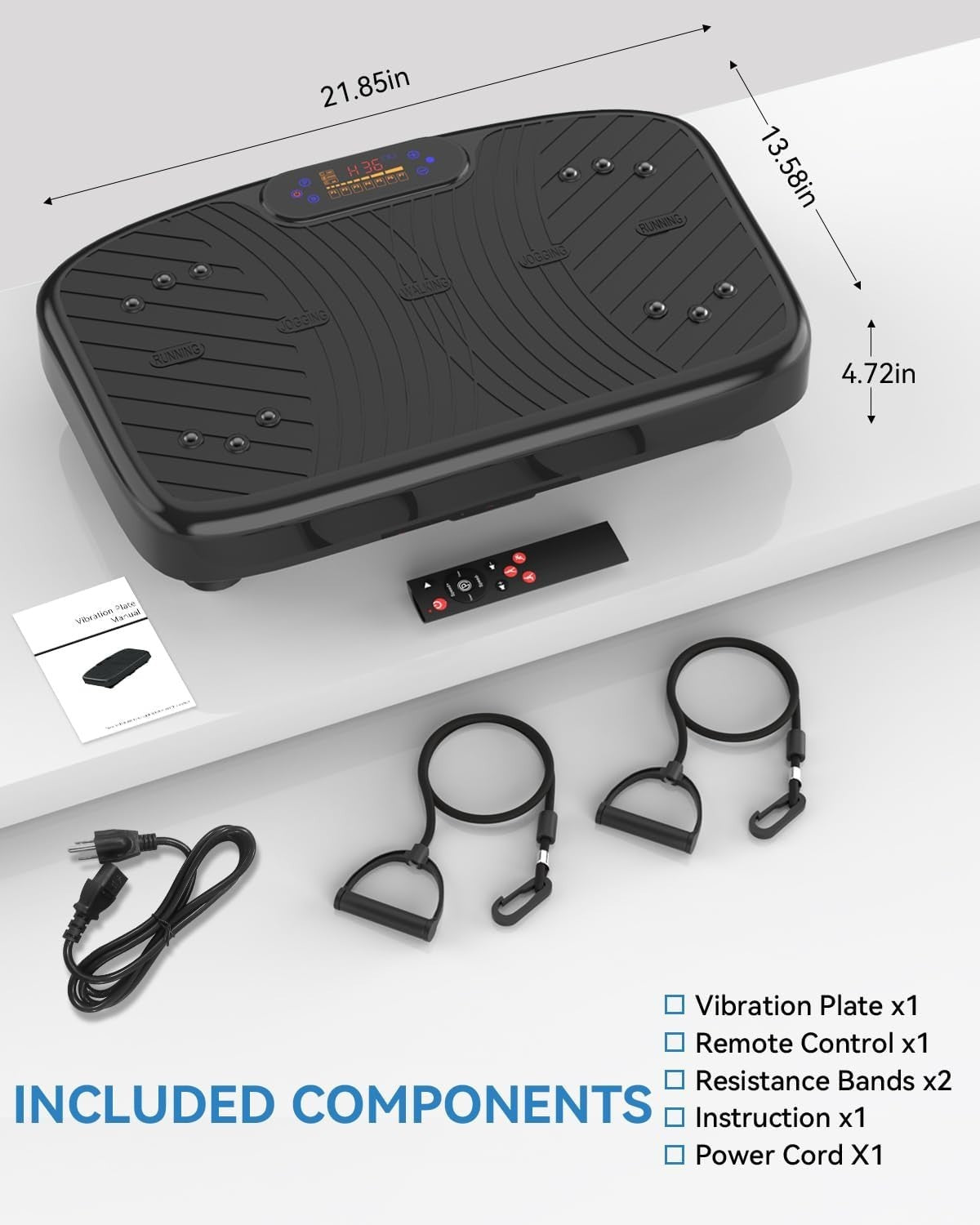 Jet Black Vibration Plate Exercise Machine Lymphatic Drainage 200 Speeds