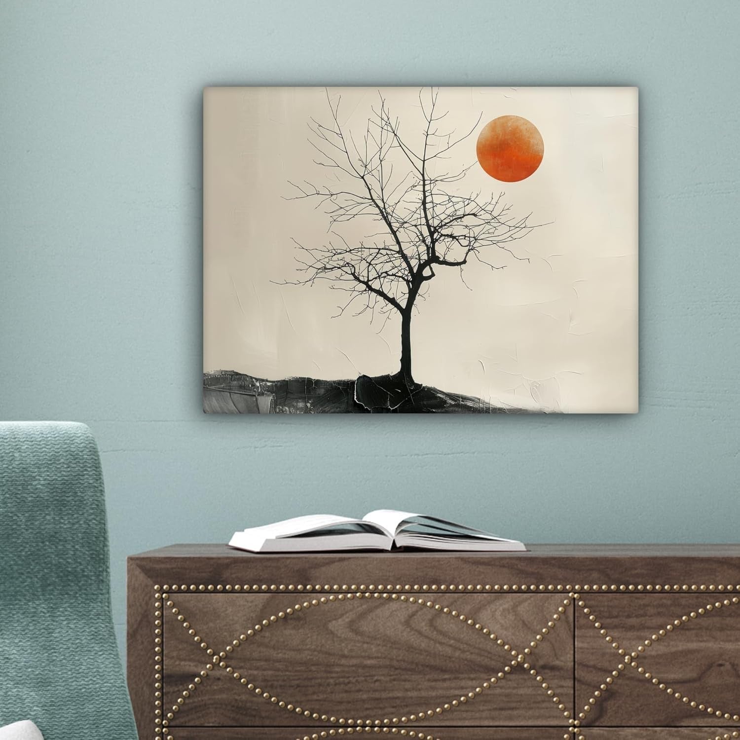 Tree Canvas Wall Art 40x30cm Modern Nature Moon Print