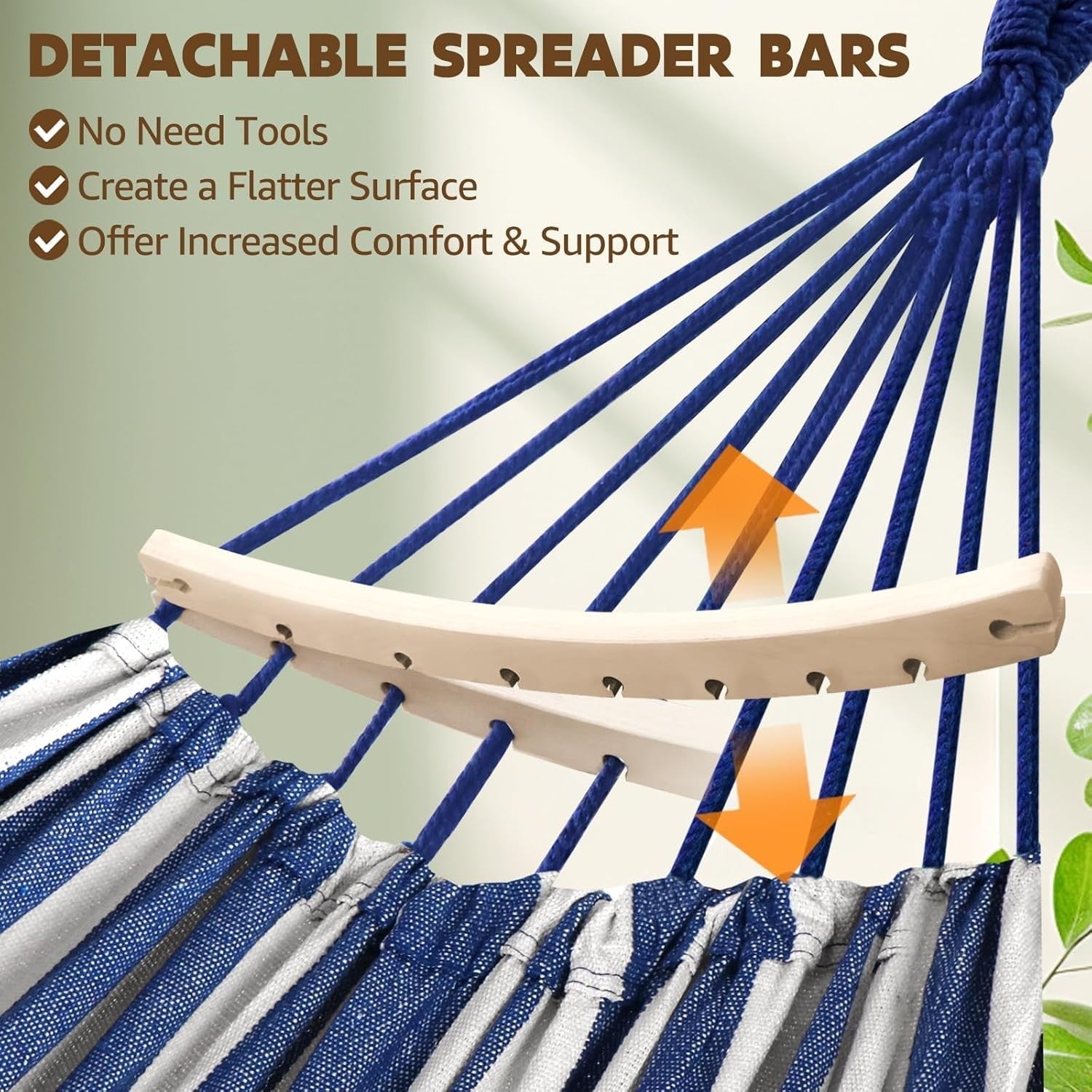 Cotton Camping Hammock with Pillow 300kg Capacity Portable Indoor Outdoor