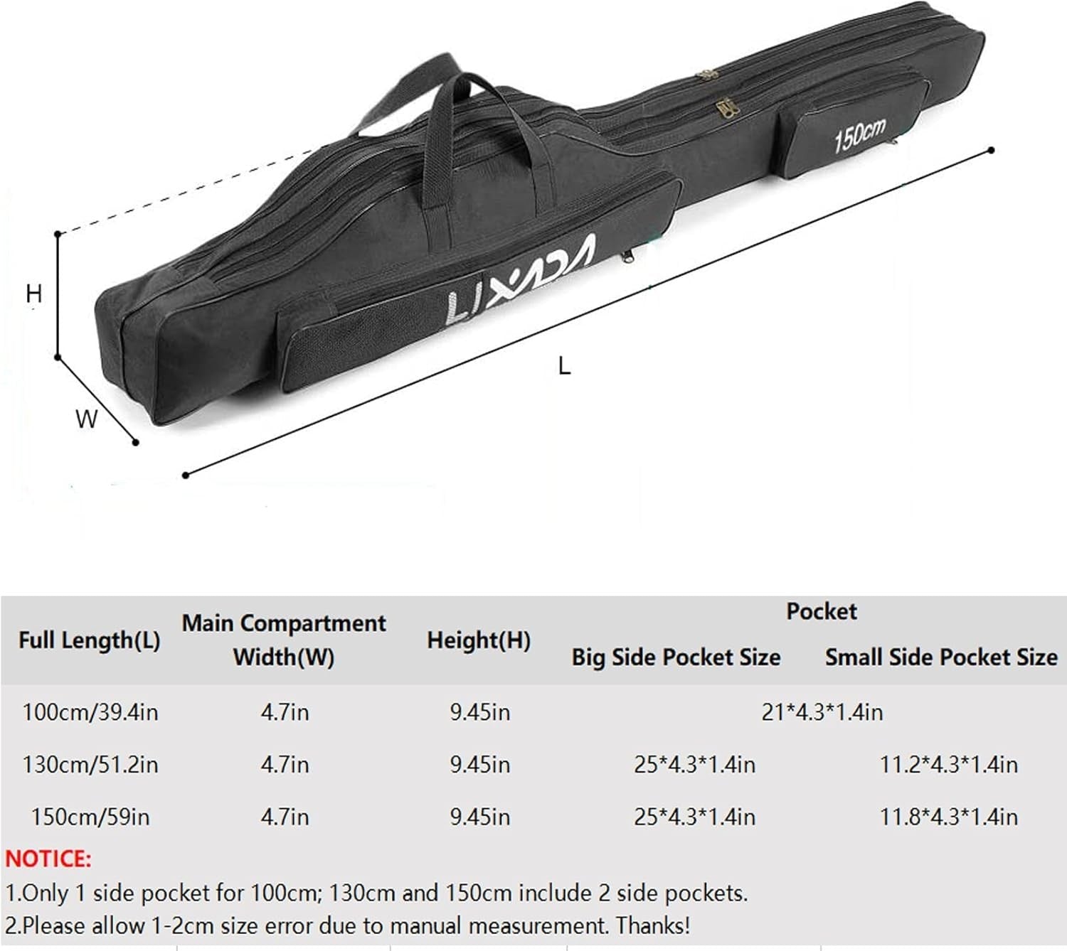 100cm Fishing Rod Organizer Bag Foldable Travel Case