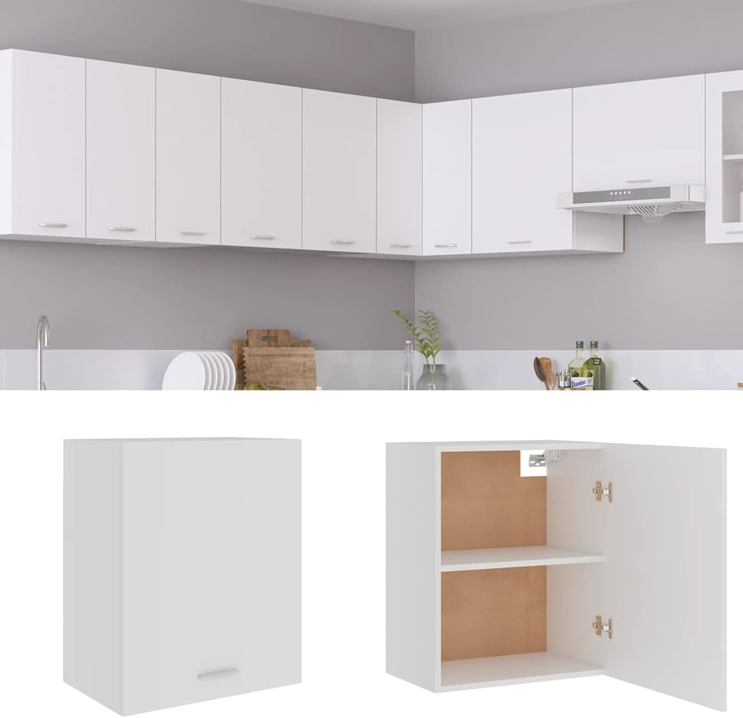 Space-Saving Wall Cabinet with Lockable Door & Shelf, White Storage