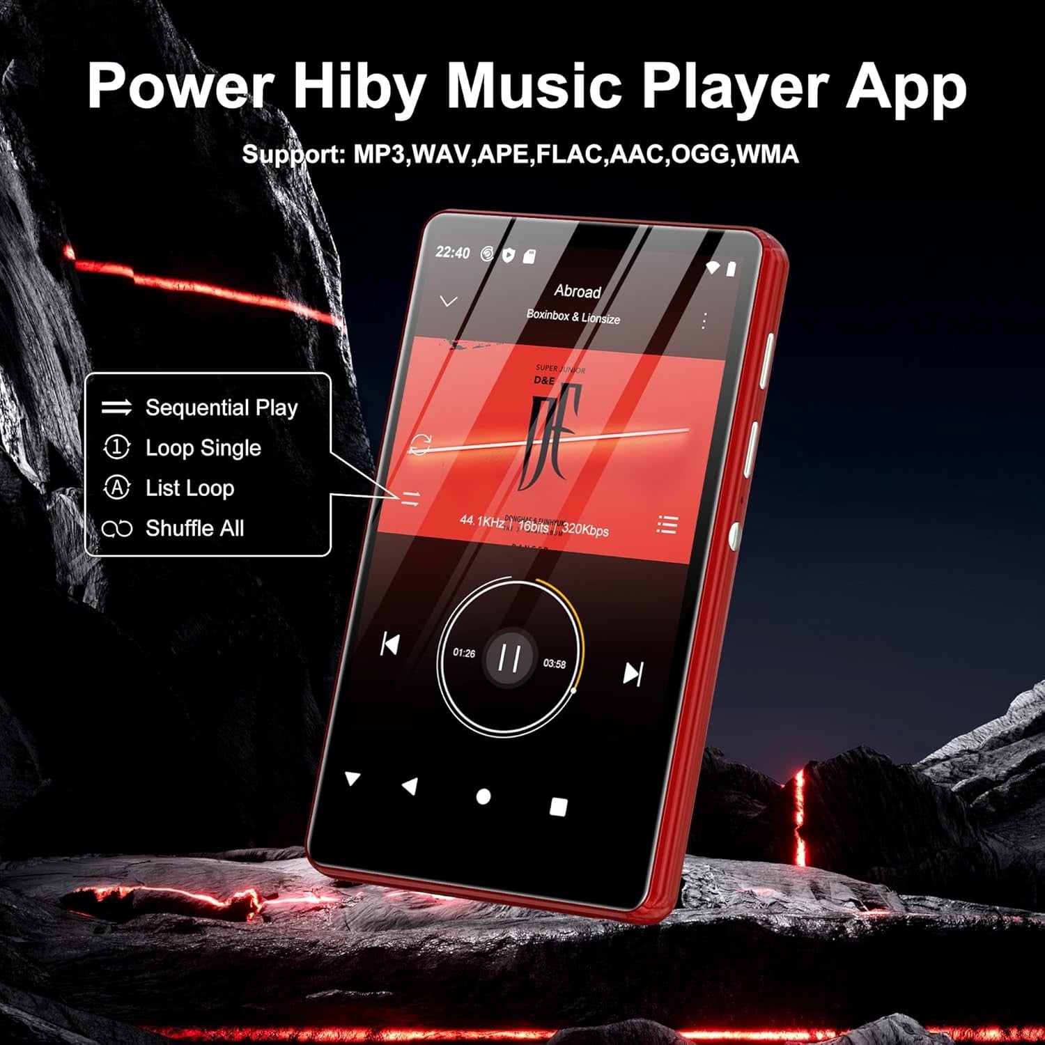 80GB MP3 Player with Bluetooth and WiFi-SWOFY 4" HD Full Touch Screen MP3 Player