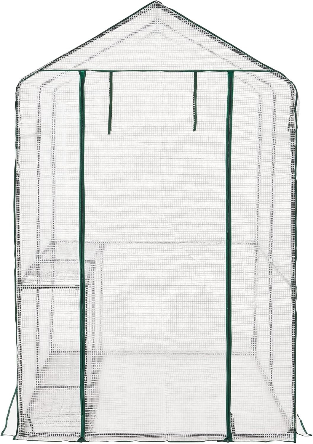 Large Transparent Greenhouse with Shelves 120x186x190cm | Steel Frame & PE Cover