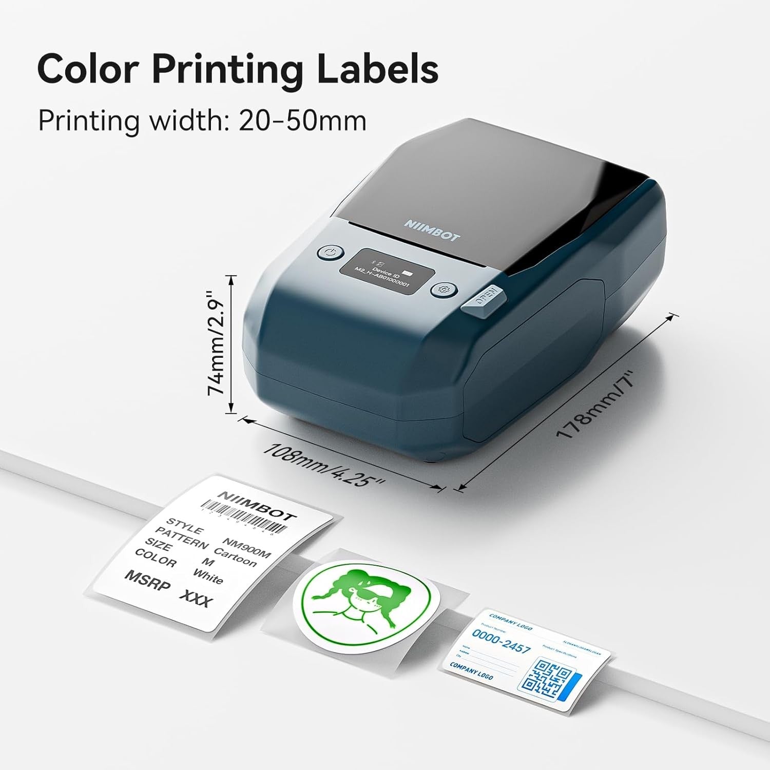 Bluetooth Thermal Transfer Label Printer 20-50mm Black