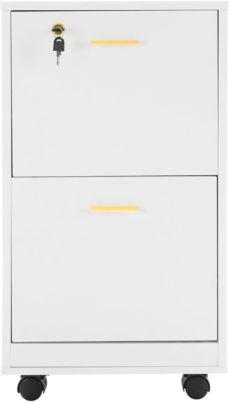 Locking 2 Drawer Rolling File Cabinet Vertical Under Desk Office Storage