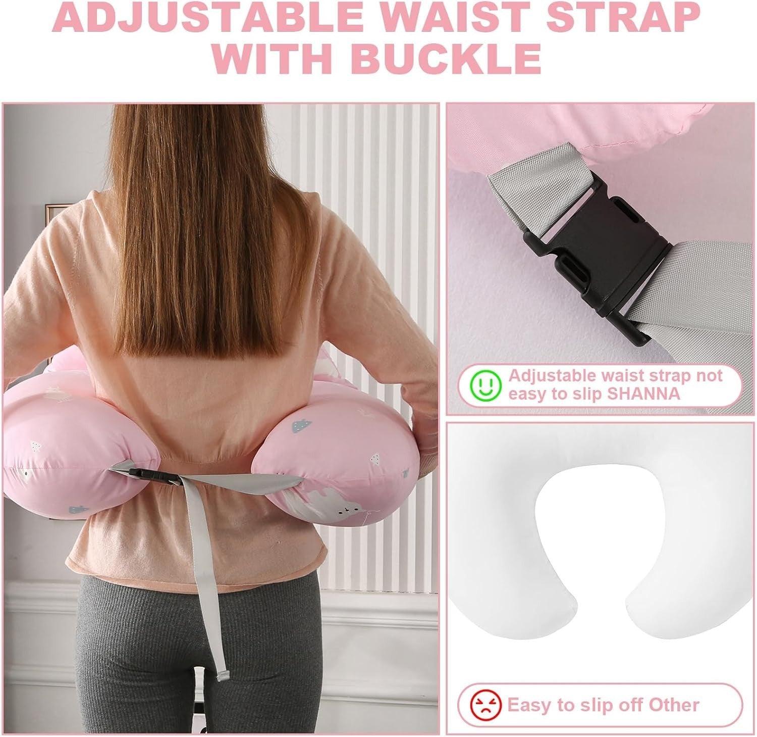 Breastfeeding Nursing Pillow 32" Maternity Support Feeding Cushion Pink