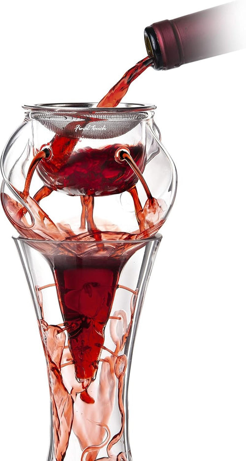 3-Stage Wine Aerator Glass Decanter Elegant Swirl Design for Smooth Rich Flavour