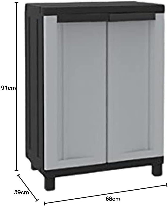 Adjustable 2-Door Black Storage Cabinet with Internal Shelf 68x39x91.5cm