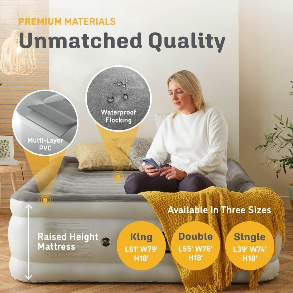 Double Inflatable Air Mattress with Built-in Pump | Luxury Guest Bed