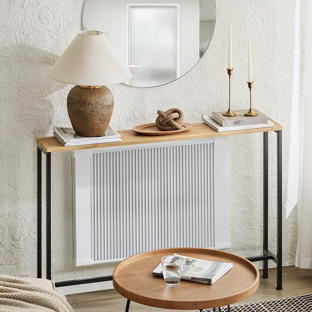 Slim Console Table 120x20x81cm Adjustable Feet Sturdy Metal Frame