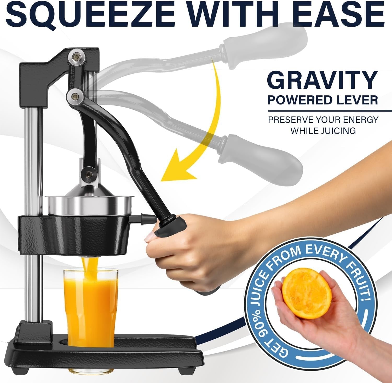 Commercial Manual Citrus Juicer Cast Iron Hand Press with Steel Cup