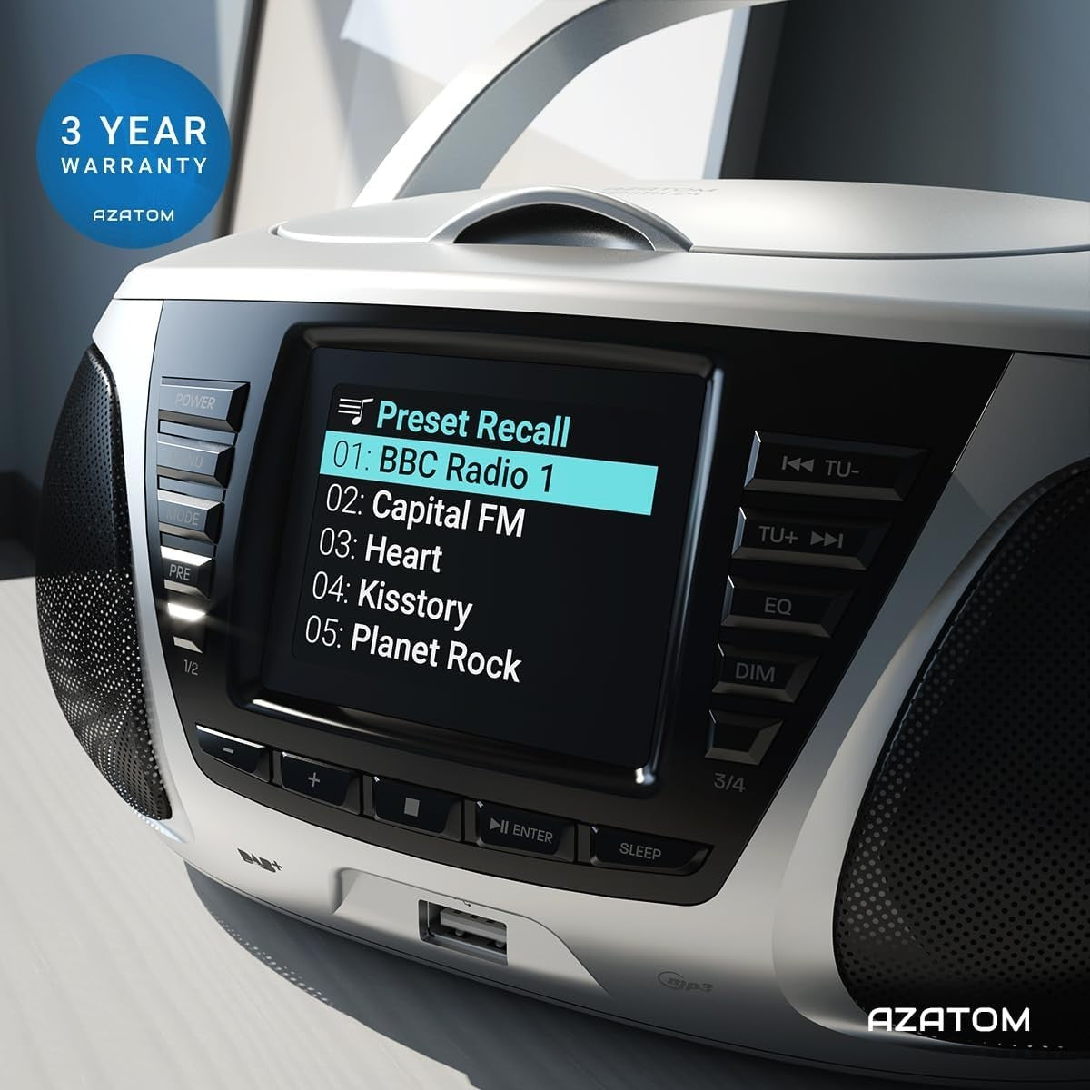 Portable CD Player with DAB+/FM Radio, Bluetooth & USB MP3 Player
