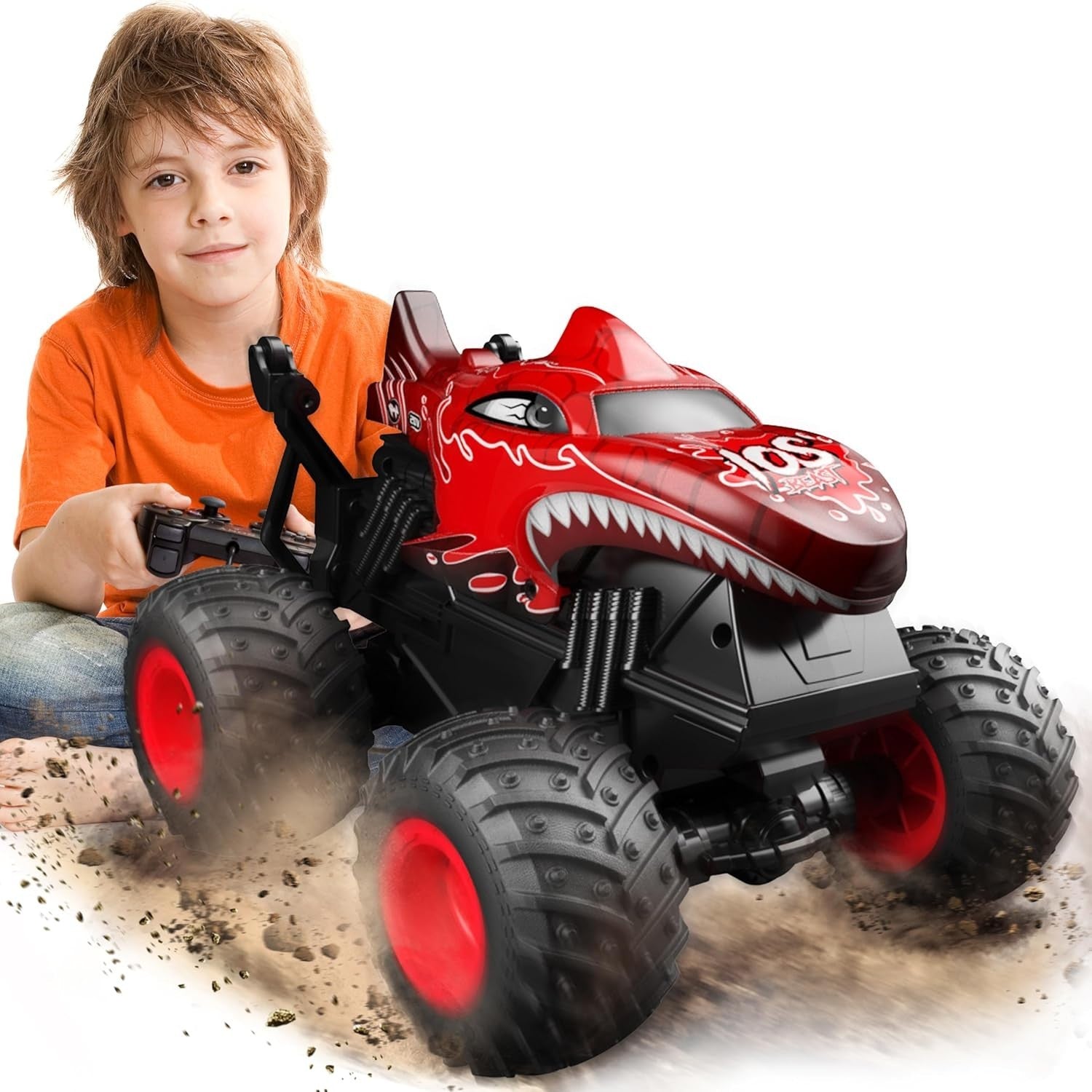 RC Monster Truck Car for Kids 3+ – 360° Spin, LED Lights & Music Toy