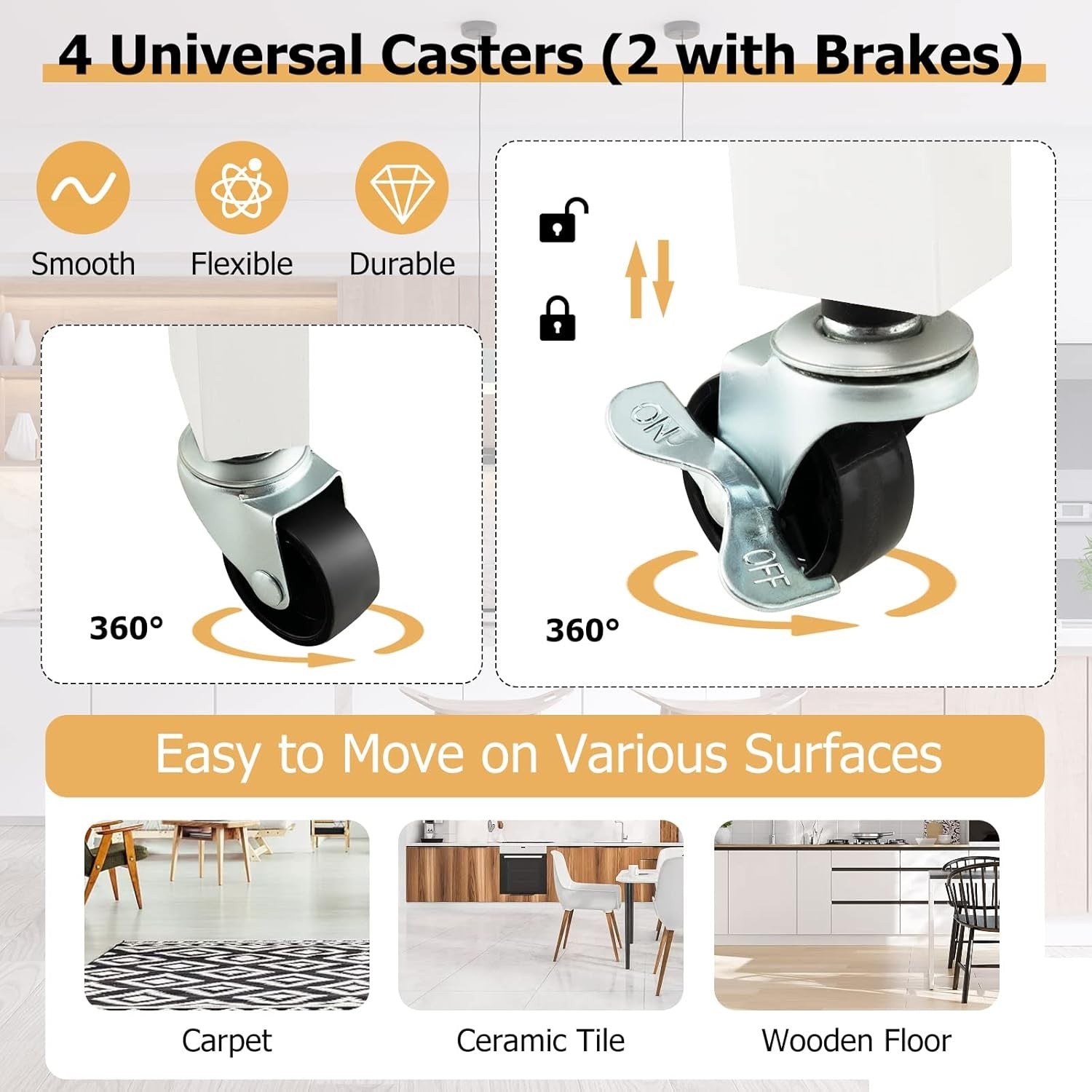 4 Tier Rolling Kitchen Trolley Storage Cart Drawer Basket Lockable Wheels