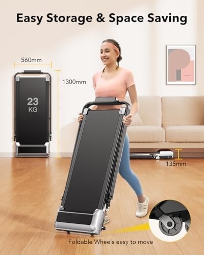 3-in-1 Folding Treadmill 12km/h Under Desk Walking Pad 7% Incline LED Remote