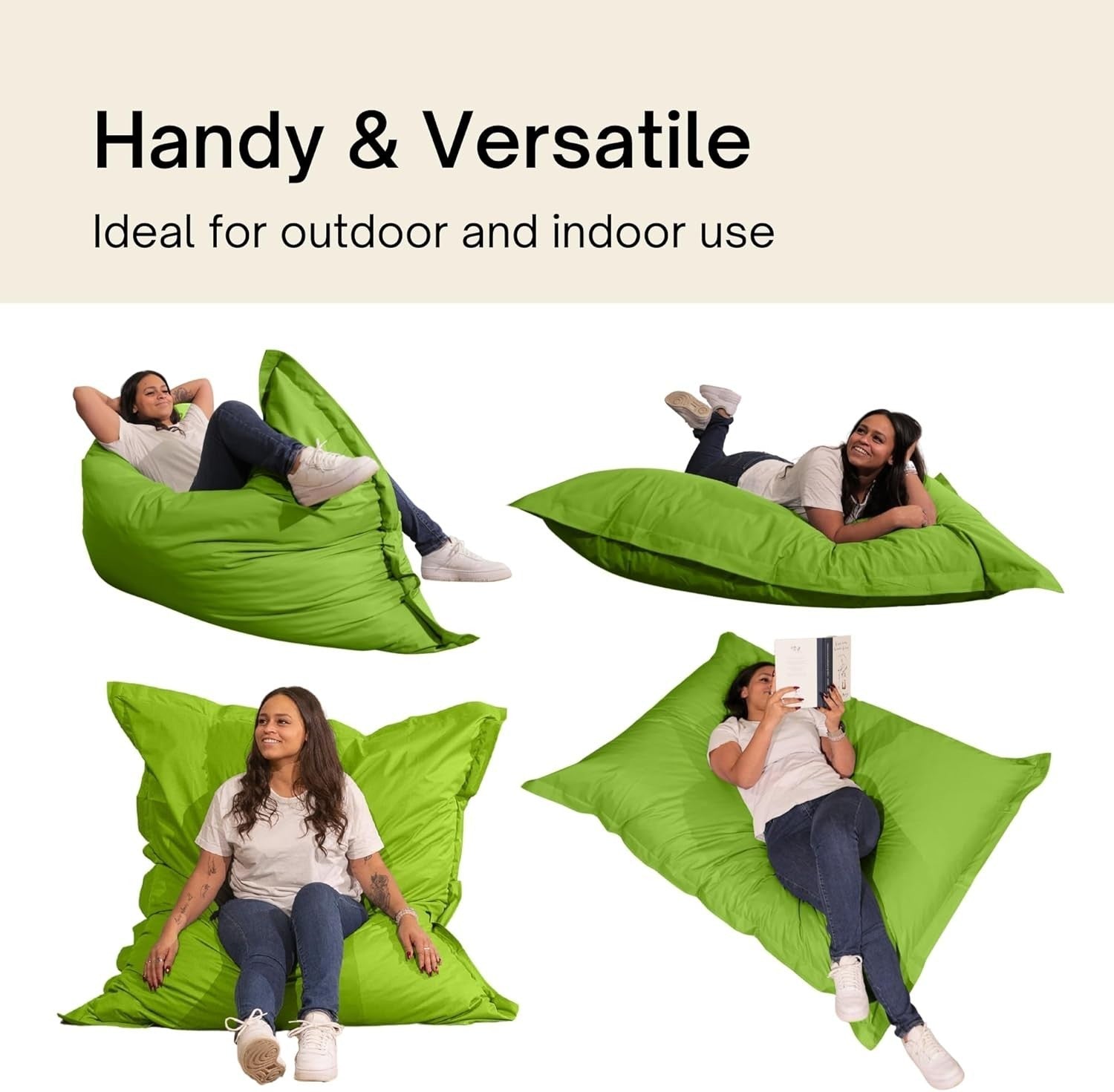 Green Outdoor Waterproof Bean Bag Chair for Adults & Kids – Removable Cover