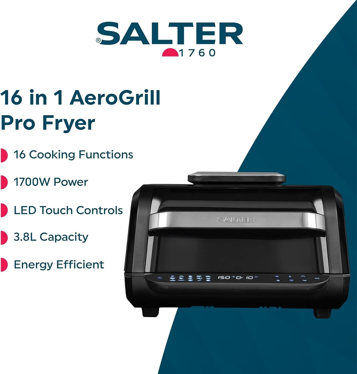16-in-1 AeroGrill Air Fryer 3.8L | Health Grill, Multicooker, LED Touch, 1700W