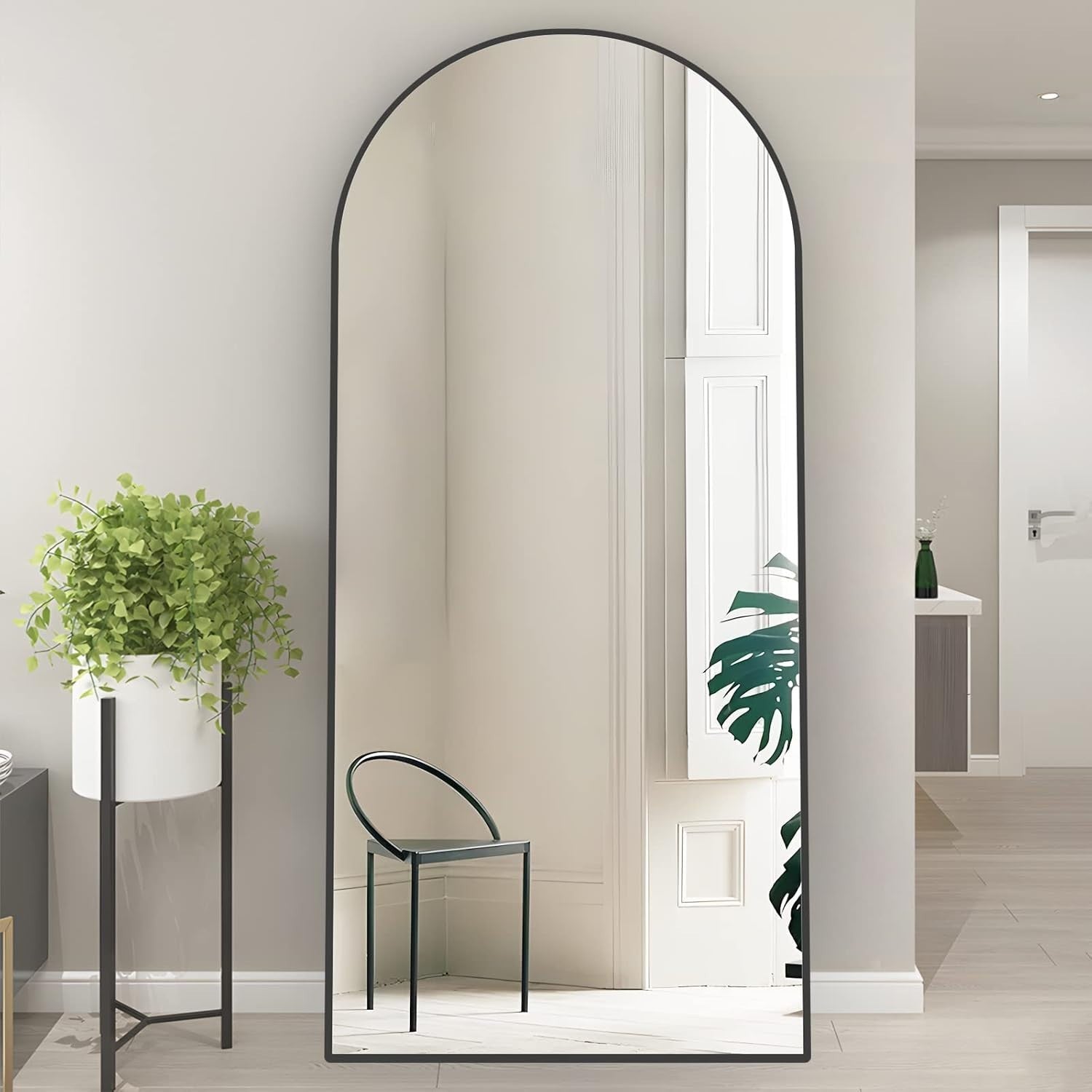 Arched Full Length Mirror 165x60cm Black Wall Leaning Standing Bedroom