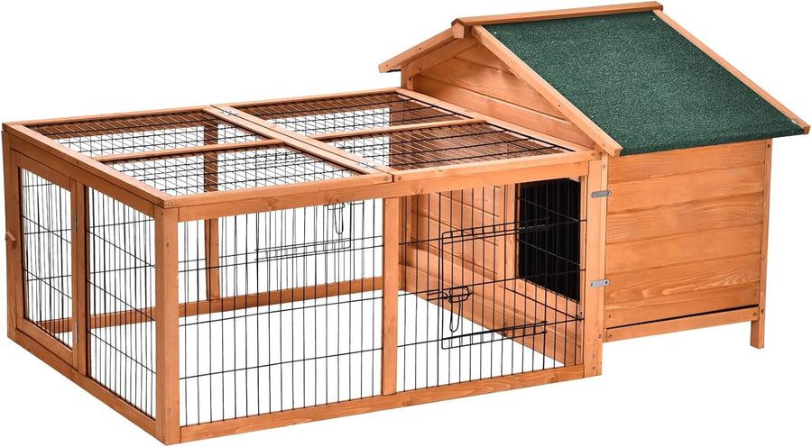 Large Wooden Rabbit Hutch Outdoor Run Weatherproof Guinea Pig Cage