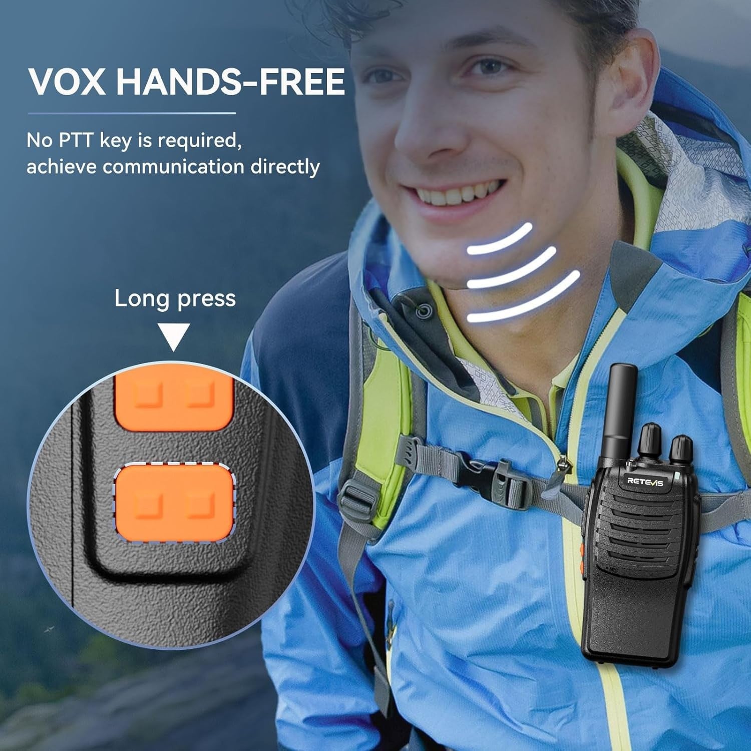 PMR446 Walkie Talkies 2 Pack USB-C VOX Flashlight Long Range Radio