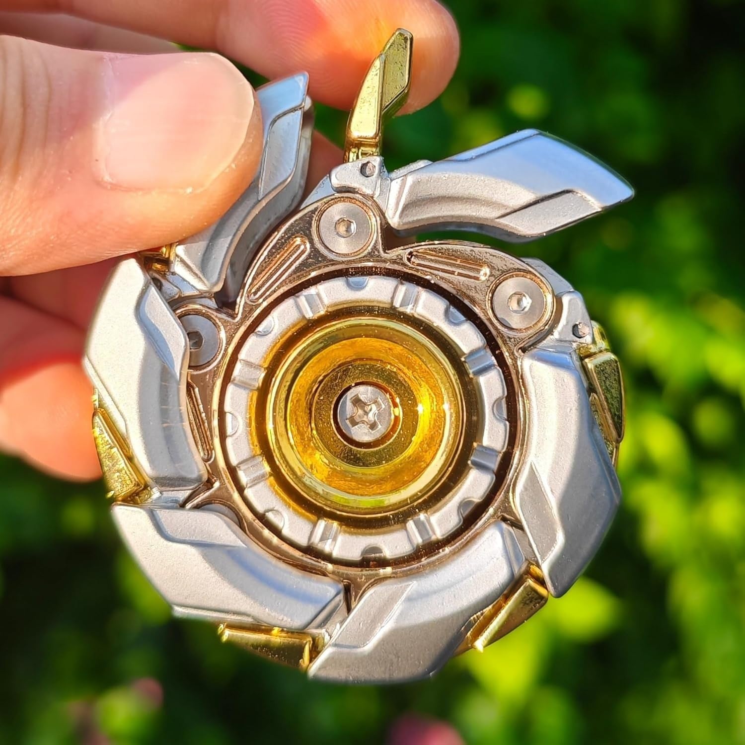 Silver Gold Metal Fidget Spinning Top Open Armor Magnetic EDC Toy