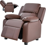 Kids Recliner Chair PU Leather Adjustable Backrest & Footrest with Storage Arms