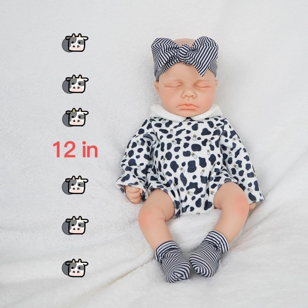 12” Full Silicone Reborn Baby Doll Boy Sleeping Pose Realistic Veins
