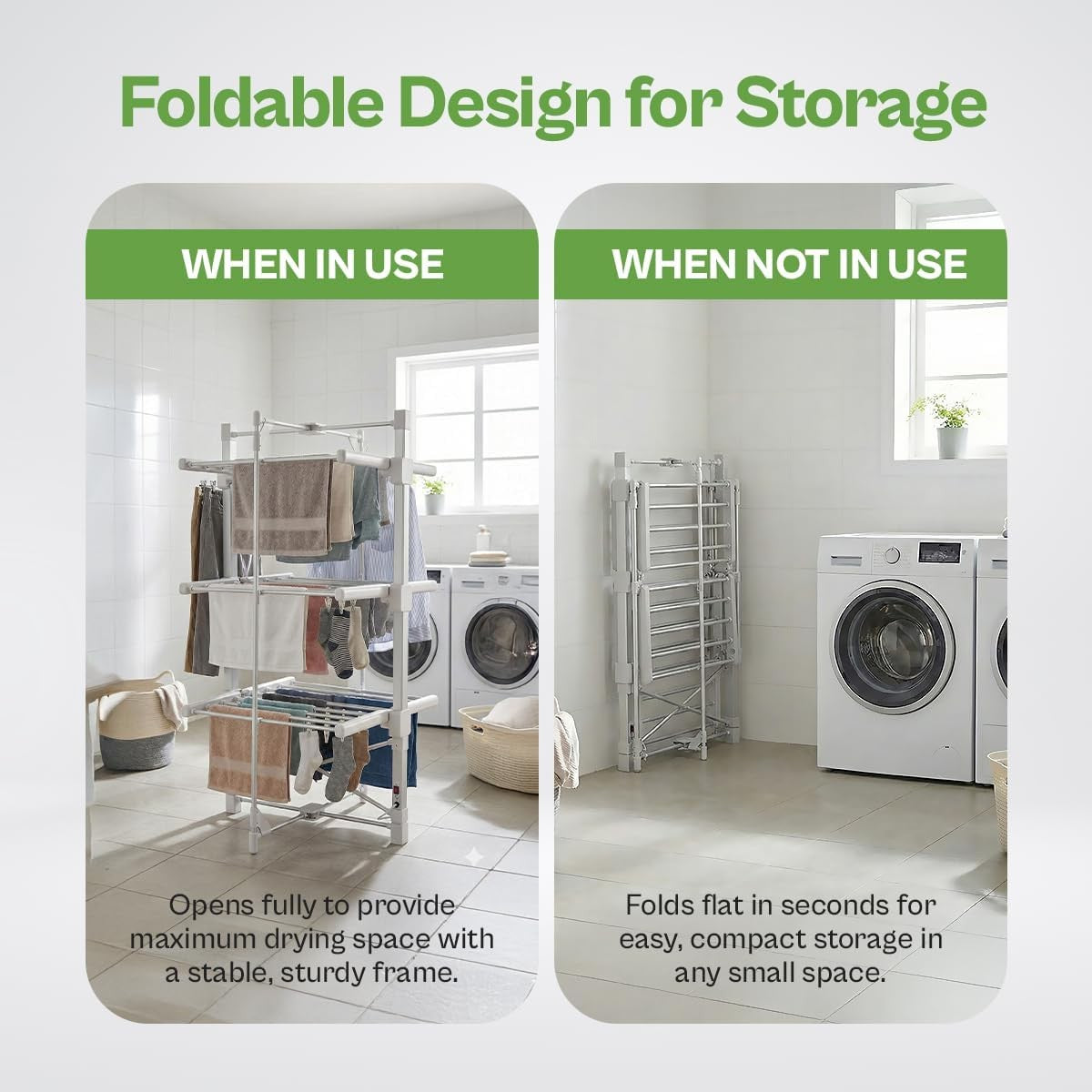 3 Tier Heated Clothes Airer with Cover Timer Folding Indoor Drying Rack