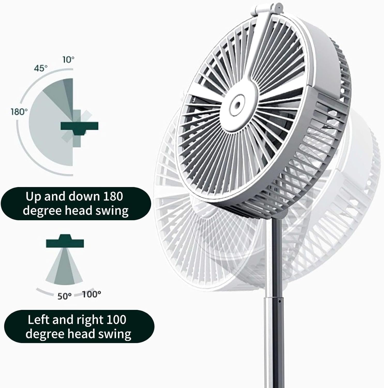 Collapsible Rechargeable Fan – 4-Speed Folding Desk Fan w/ Remote & Night Light