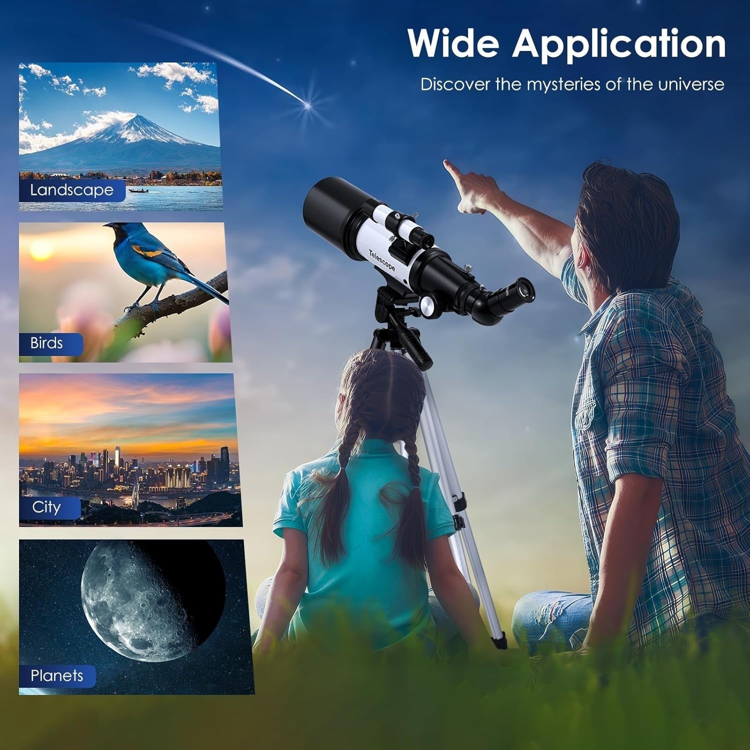 70mm Beginner Telescope for Kids & Adults with Tripod & 3X Barlow