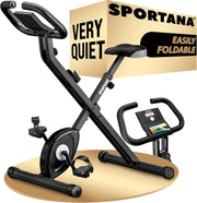 Folding Exercise Bike w/ 16-Level Magnetic Resistance & Fitness Bands 140kg Cap