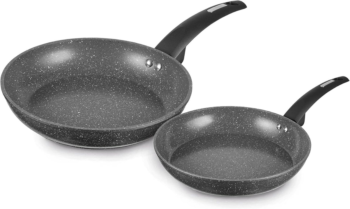 2pcs Graphite Non Stick Induction Frying Pan Set 20/28cm with Soft Grip Handles