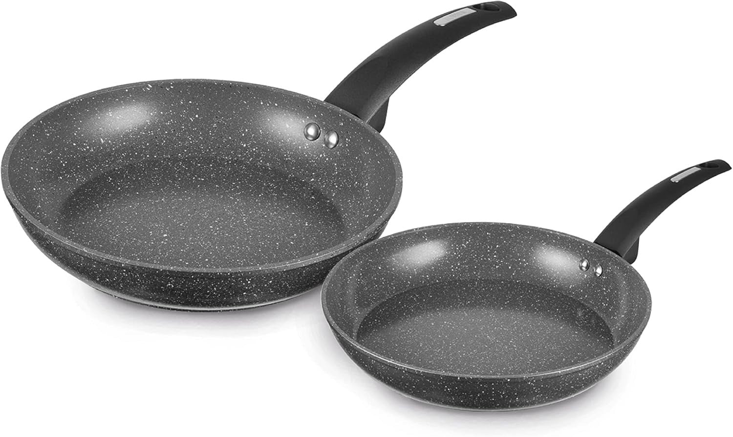 2pcs Graphite Non Stick Induction Frying Pan Set 20/28cm with Soft Grip Handles
