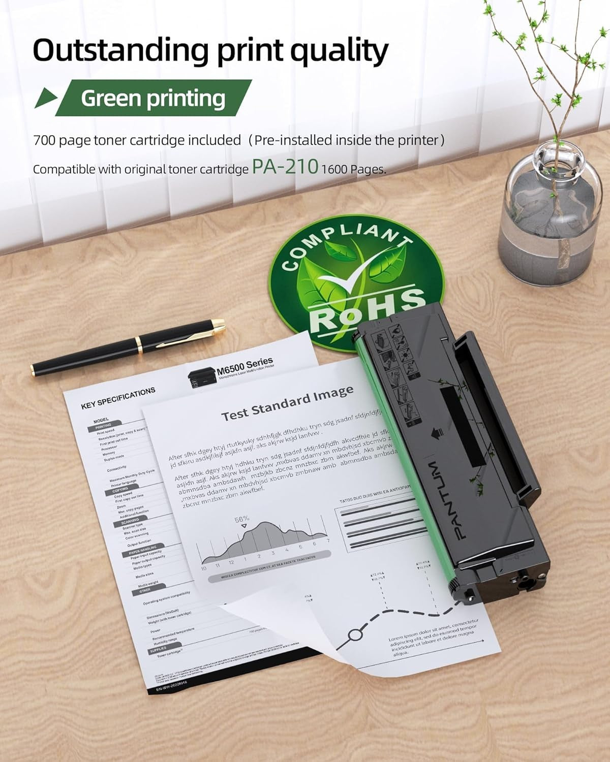 Black Mono Laser Printer A4 22ppm 3-in-1 Wireless USB Ethernet