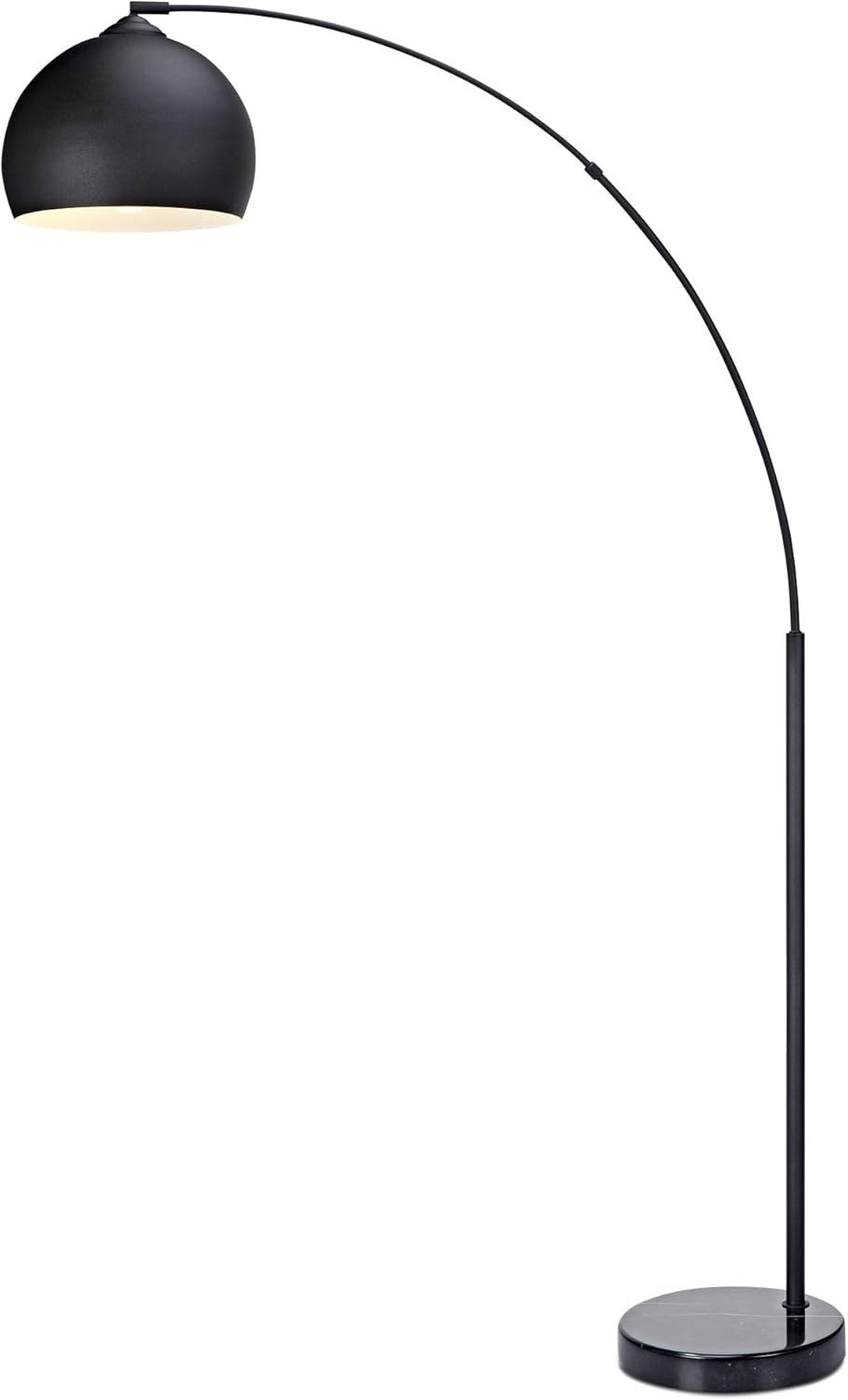 Adjustable Modern Black Arc Floor Lamp with Marble Base for Living Room
