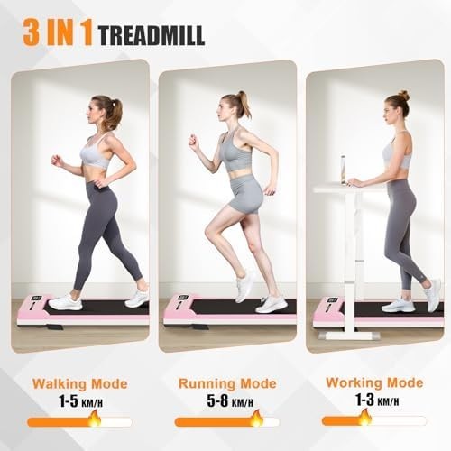 Under Desk Walking Pad Treadmill 7% Incline 2.5HP Compact Quiet LED Remote