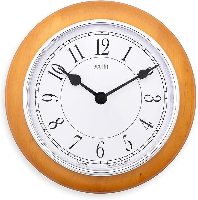 Light Wood Wall Clock 20cm Silent Quartz Modern Round Easy-Read Home Decor