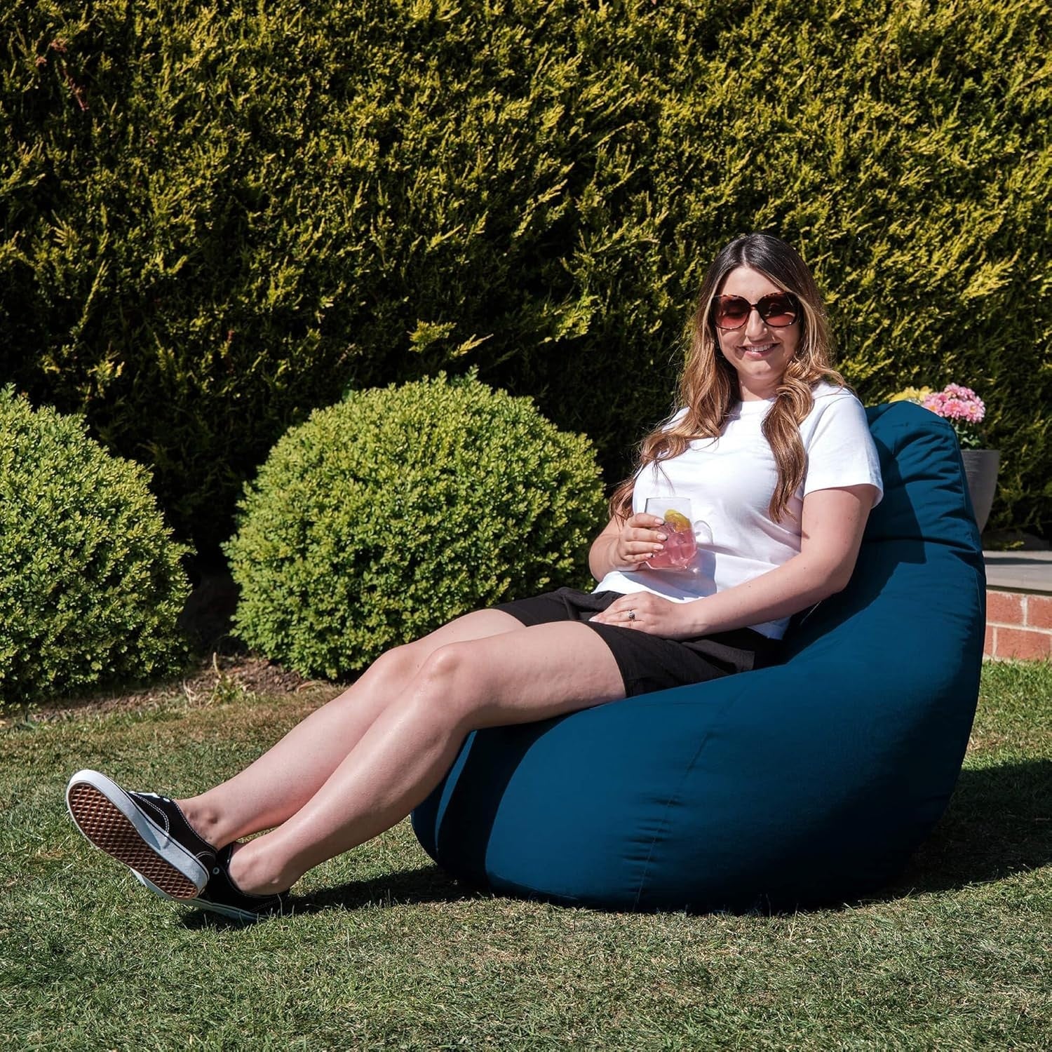 Waterproof Outdoor Bean Bag Chair Teal – Large Recliner Seat Gaming Use