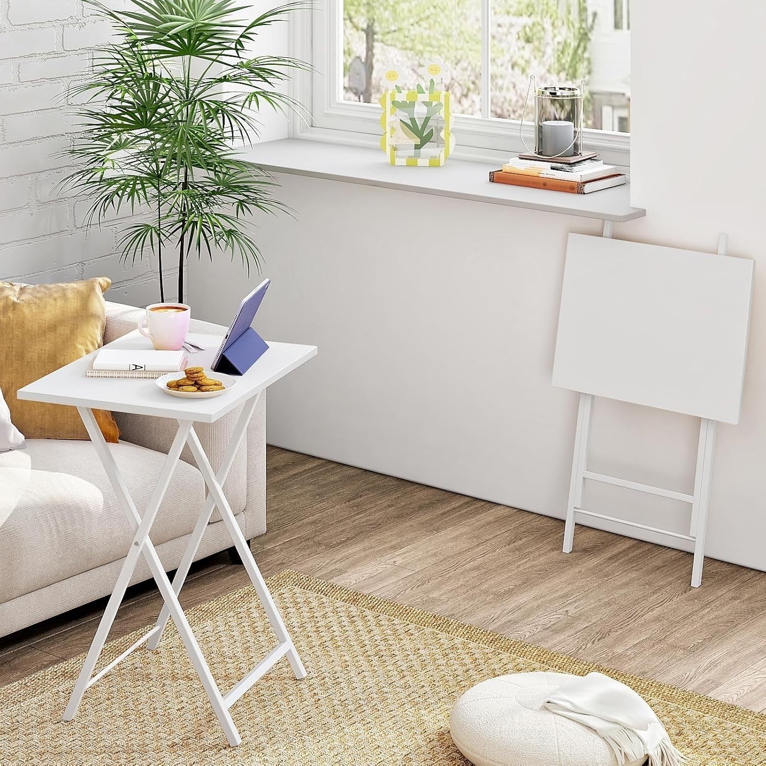 Compact Folding Side Tables 2-Pack – Multiuse Sofa Snack & Laptop Trays