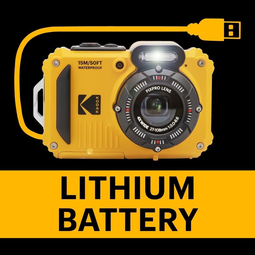 16MP Waterproof Tough Camera 4X Zoom Adventure Camera Kit Yellow