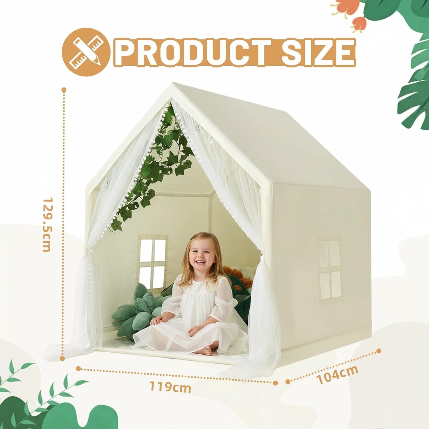 Large Kids Princess Play Tent Indoor Outdoor w Mat Toddler Playhouse