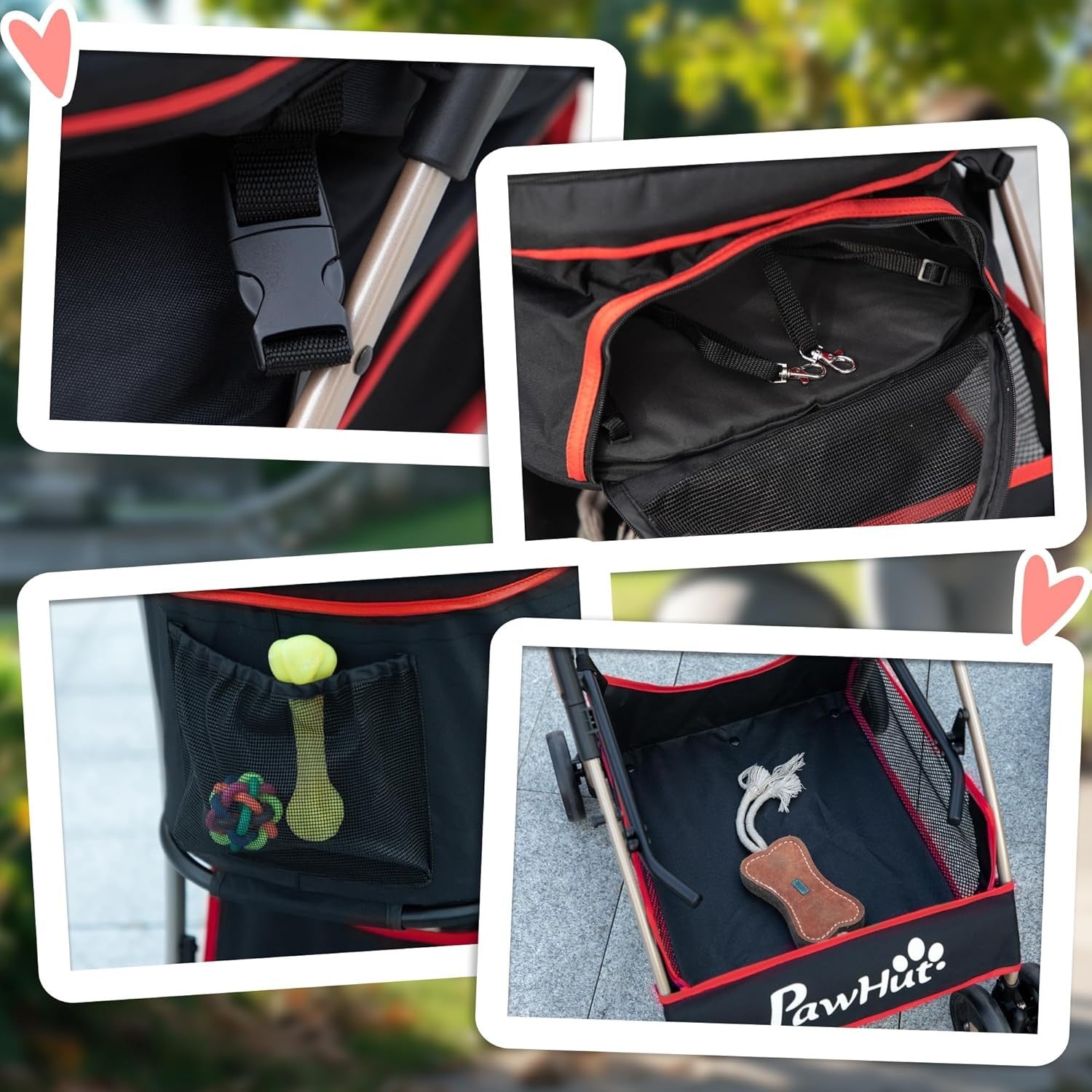 3 in 1 Pet Stroller Dog Pushchair Detachable Carrier Brakes Small