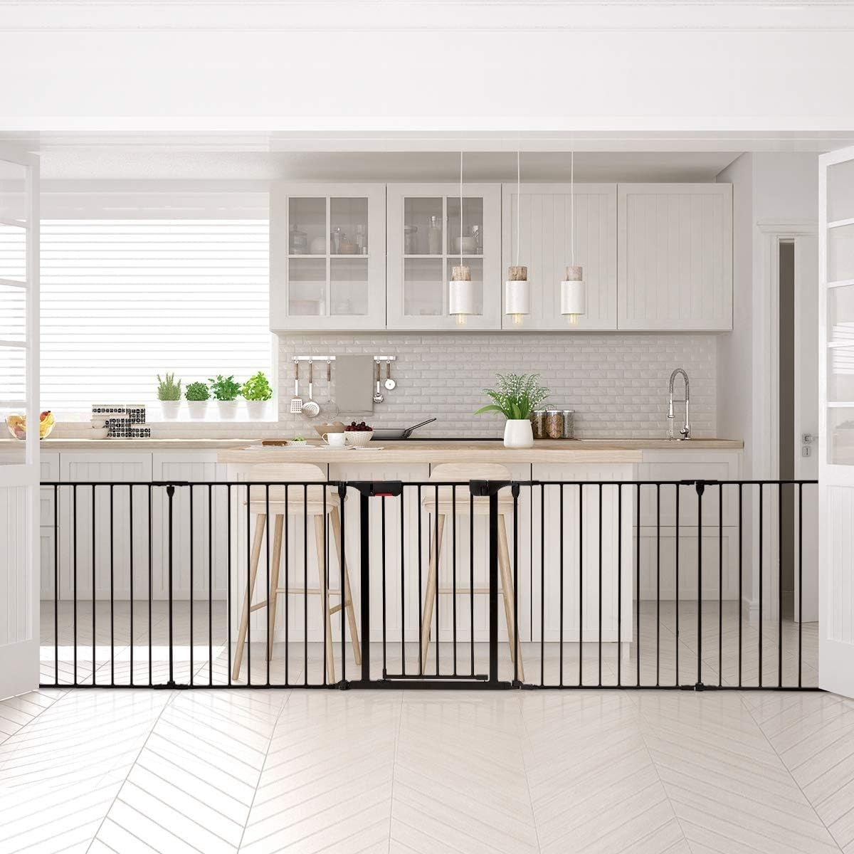 Metal Baby Safety Playpen Black Auto Close Gate Fireplace Pet Fence