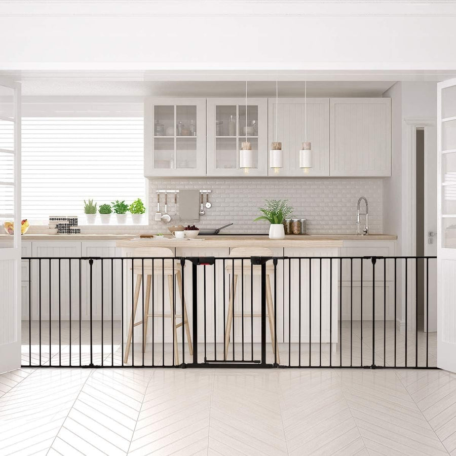 Metal Baby Safety Playpen Black Auto Close Gate Fireplace Pet Fence