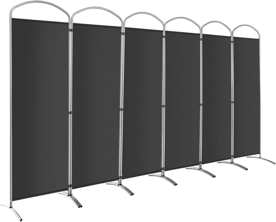 6 Panel Grey Folding Room Divider Privacy Screen for Bedroom Office 188cm High