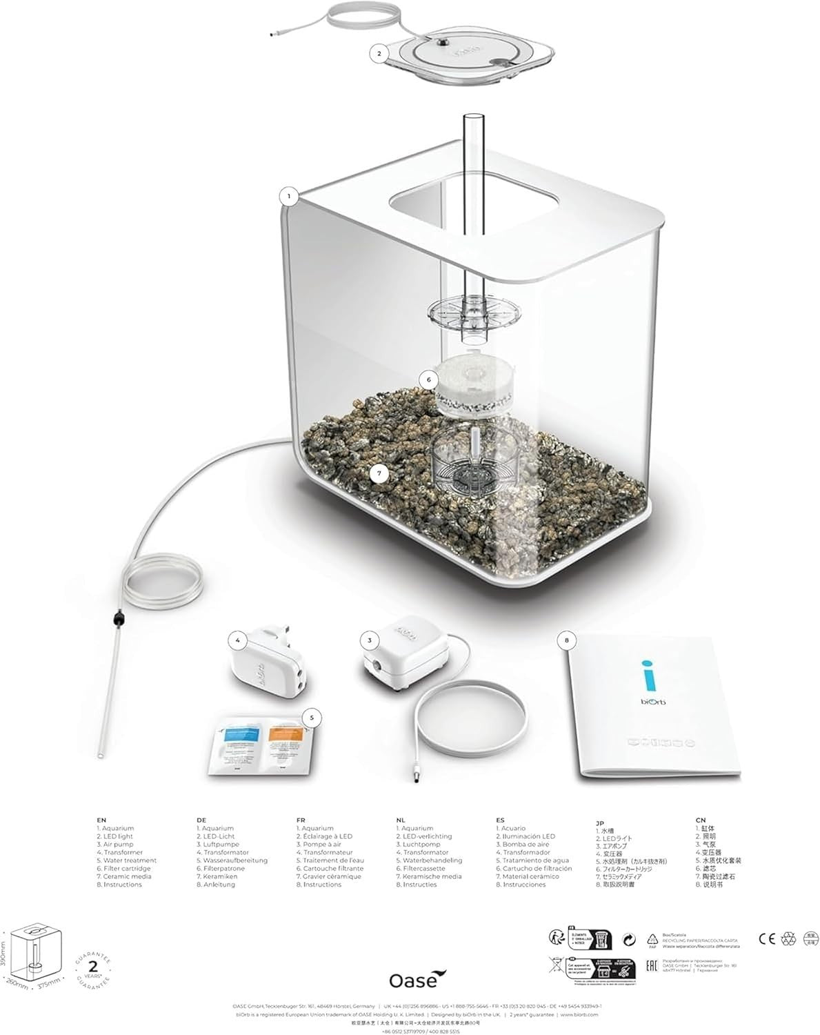 30L Acrylic Aquarium with LED Lights & 5-Step Filtration - Black