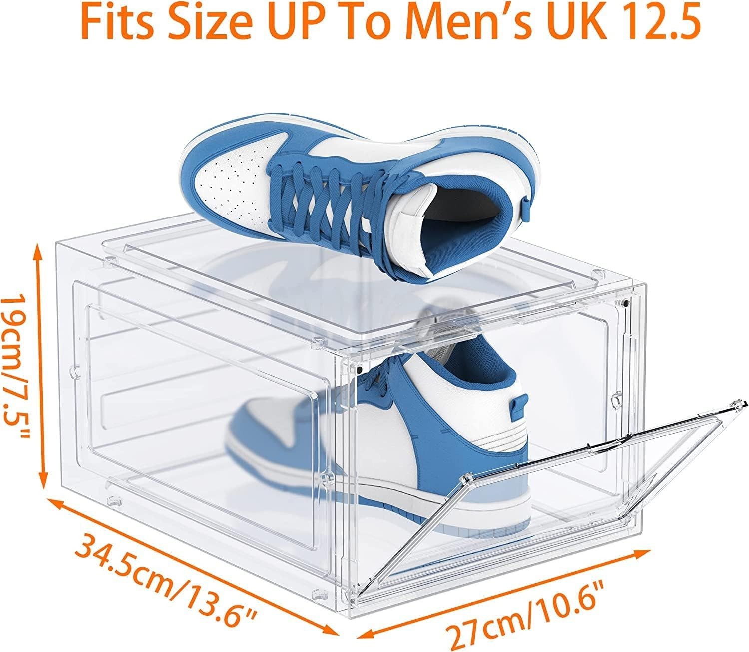 Clear Stackable Shoe Storage Boxes 12 Pack – Fits UK 12.5, Ventilated & Magnetic