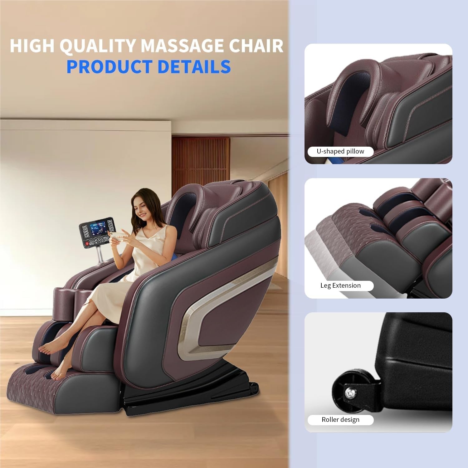 Full Body Zero Gravity Massage Chair with Heat, Airbags, Foot & Calf Rollers