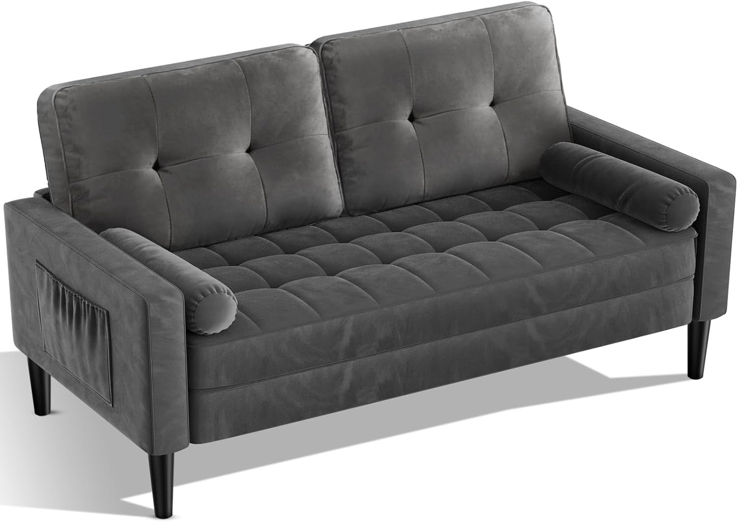 2 Seater Sofa Bed Dark Grey| Comfy Small Couch for Lounge, Flat, Bedroom